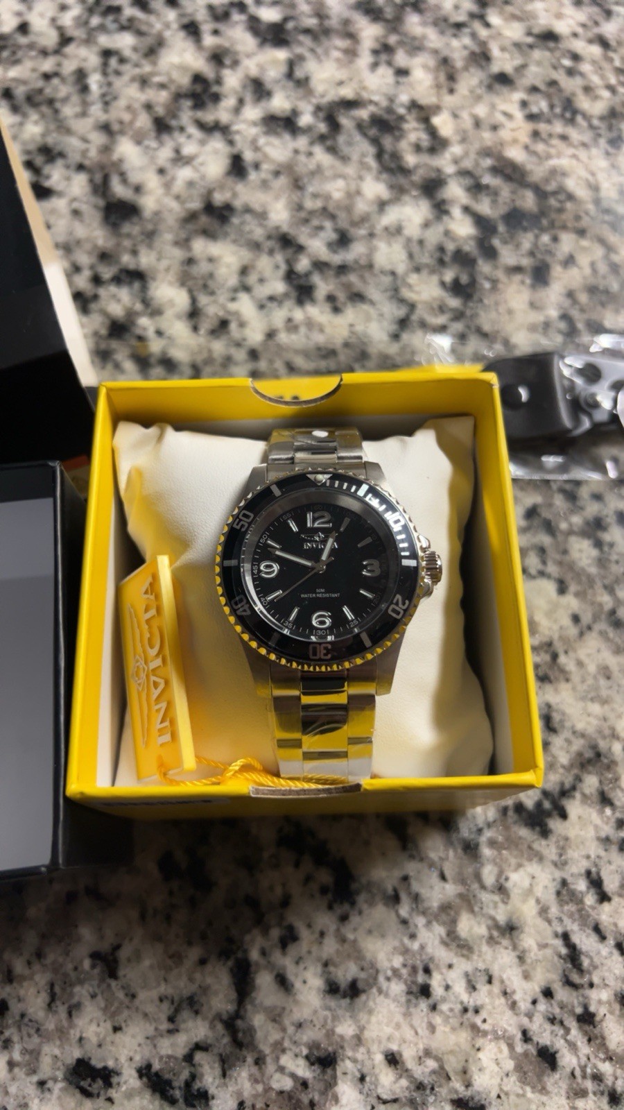 Invicta Pro Diver Men’s Quartz 42mm Black Dial SS Silver Bracelet w/ Box