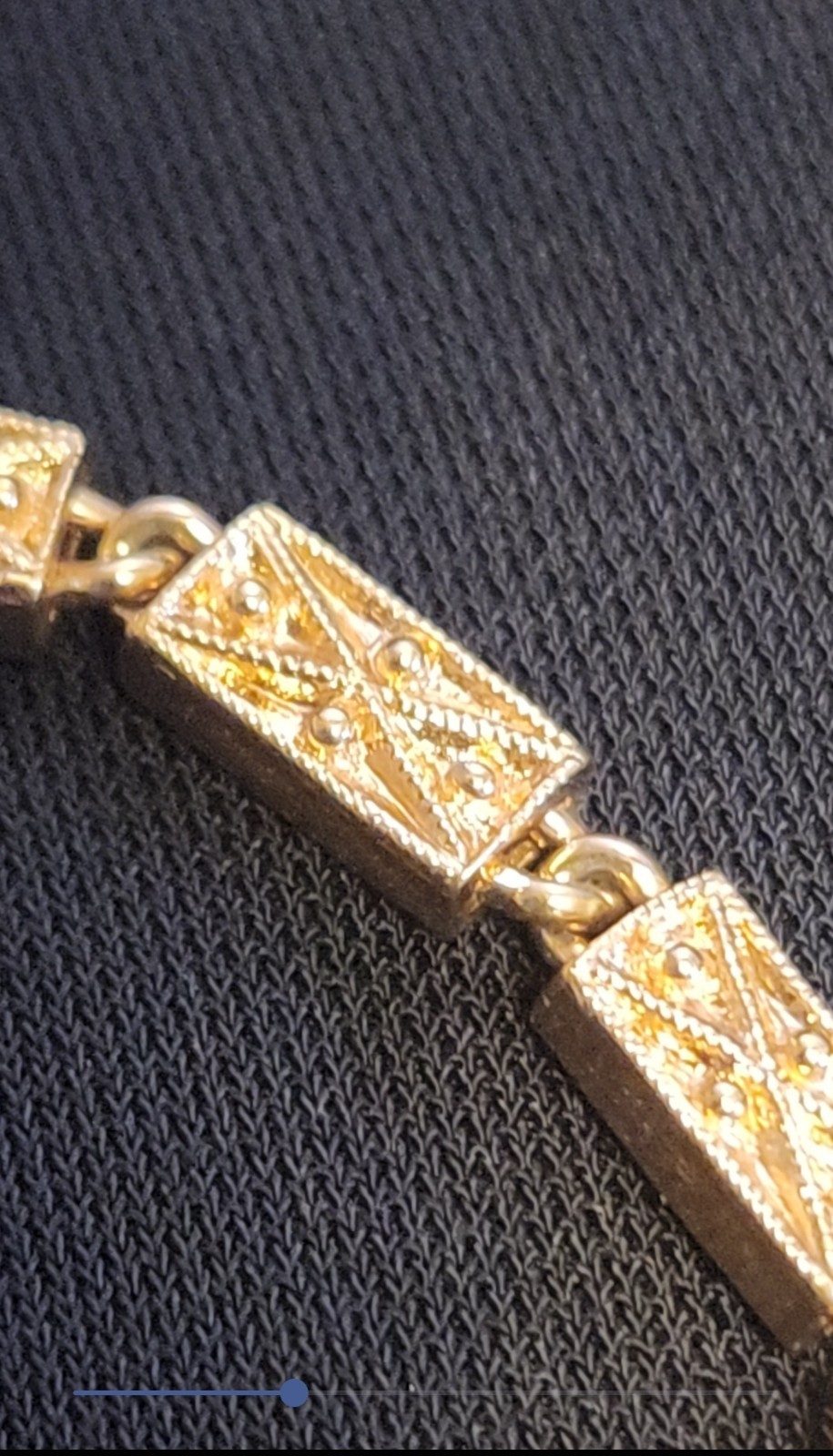 Monet Gold tone Rectangular Bar Etched Bracelet w/Safety Chain