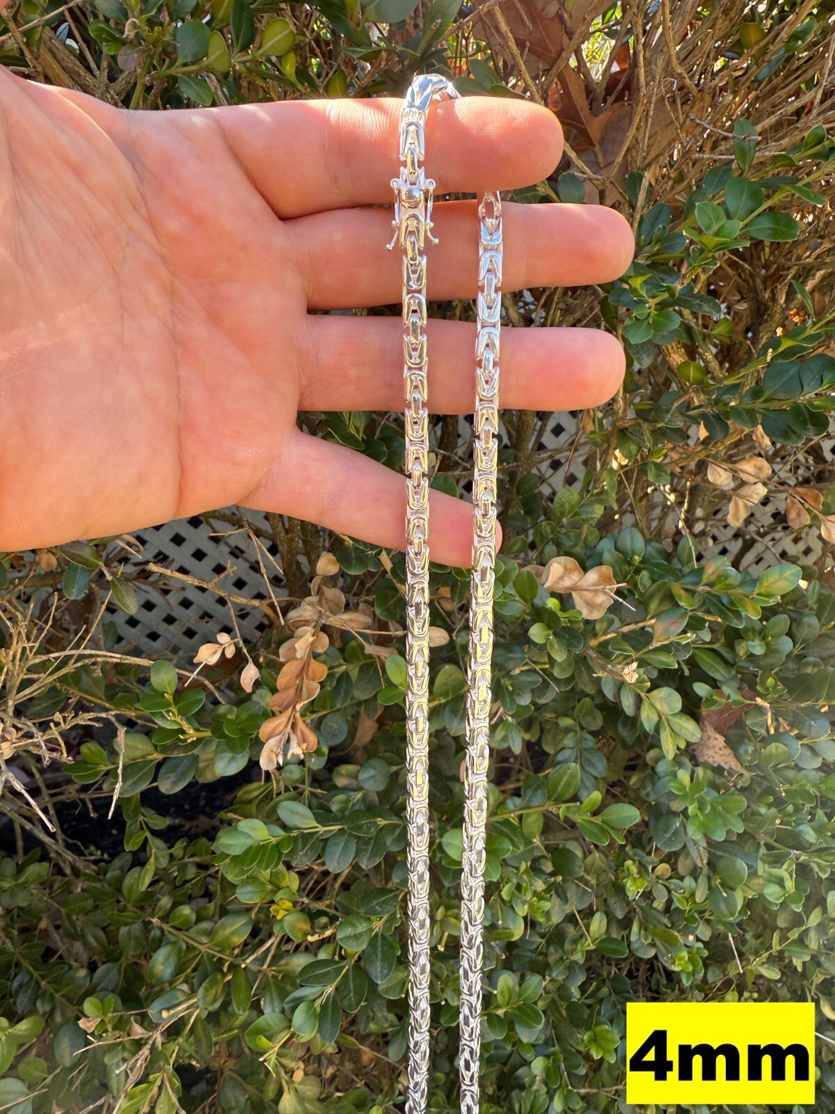 Real Solid 925 Silver Handmade Byzantine Chain Mens Necklace 5mm-10mm Box Clasp