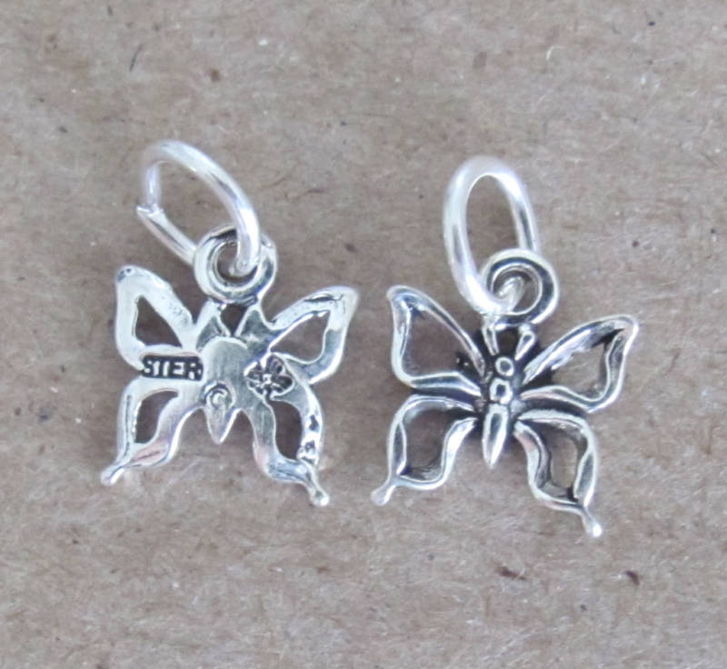 Very small Sterling Silver Butterfly mini tiny charm.