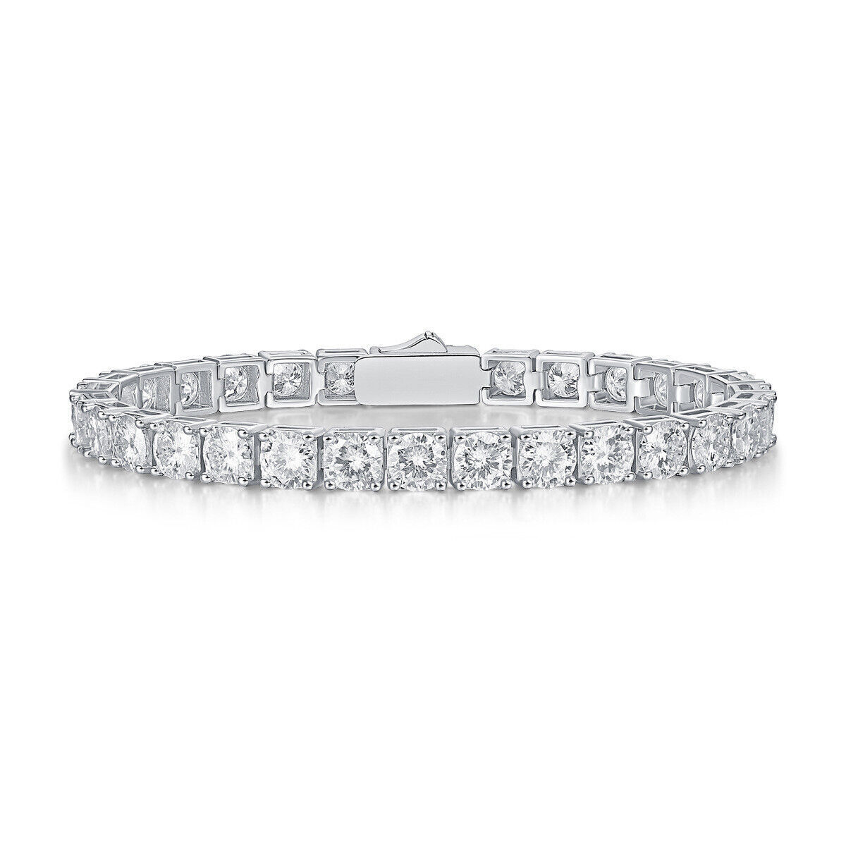 2-6.5mm Round Moissanite Tennis Chain Bracelet 925 Sterling Silver PASSES TESTER