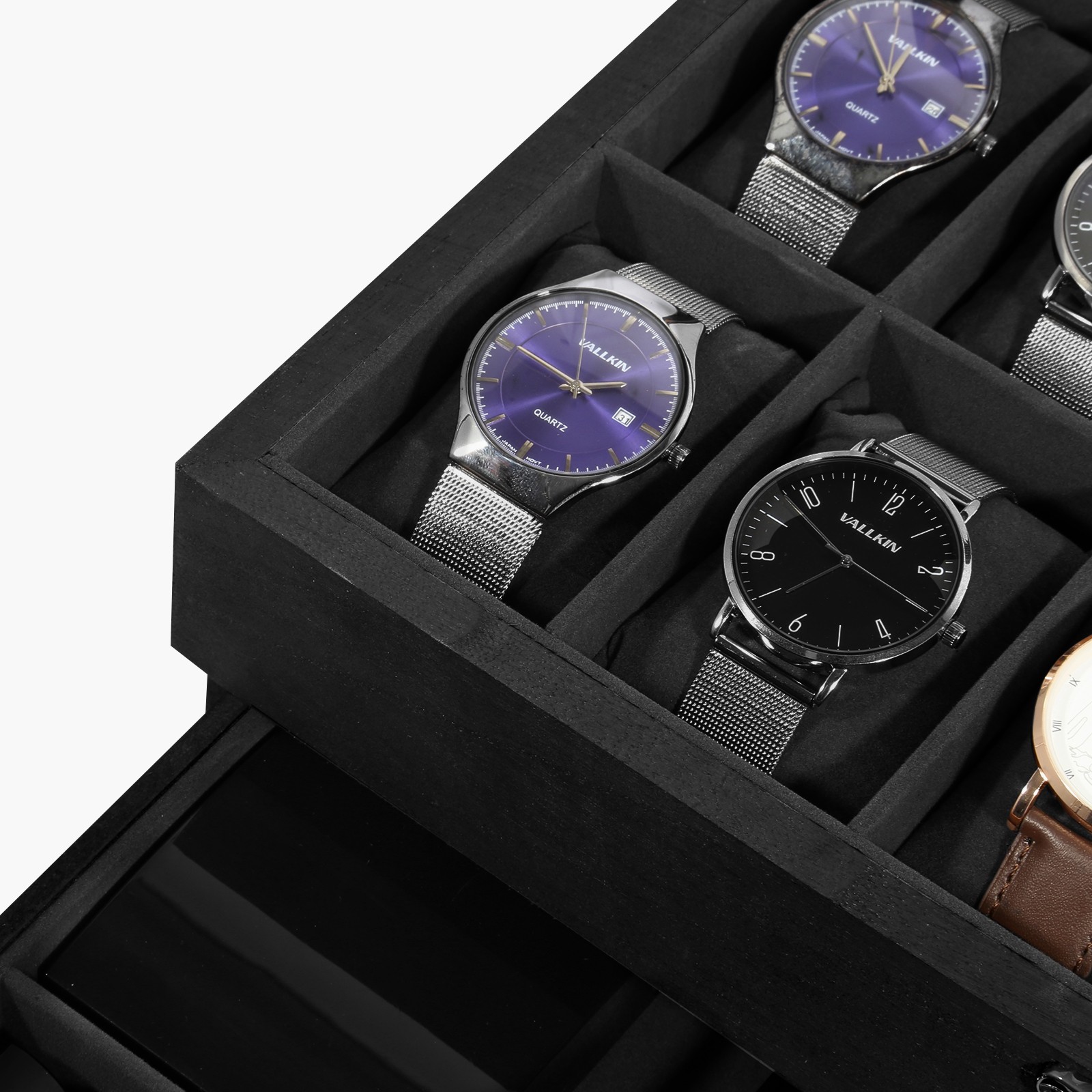 12 Slots Watch Box Organizer Solid Wood Glass Lid Watch Case Jewelry Display Box
