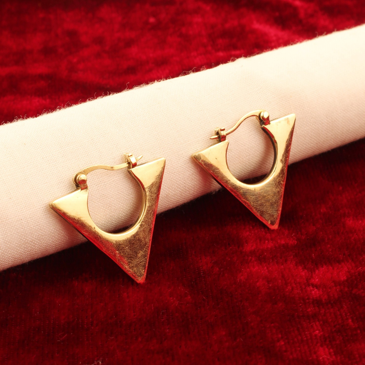 Gold Plated Geometric Triangle Hoop Earrings for Women Modern Triangle Earring