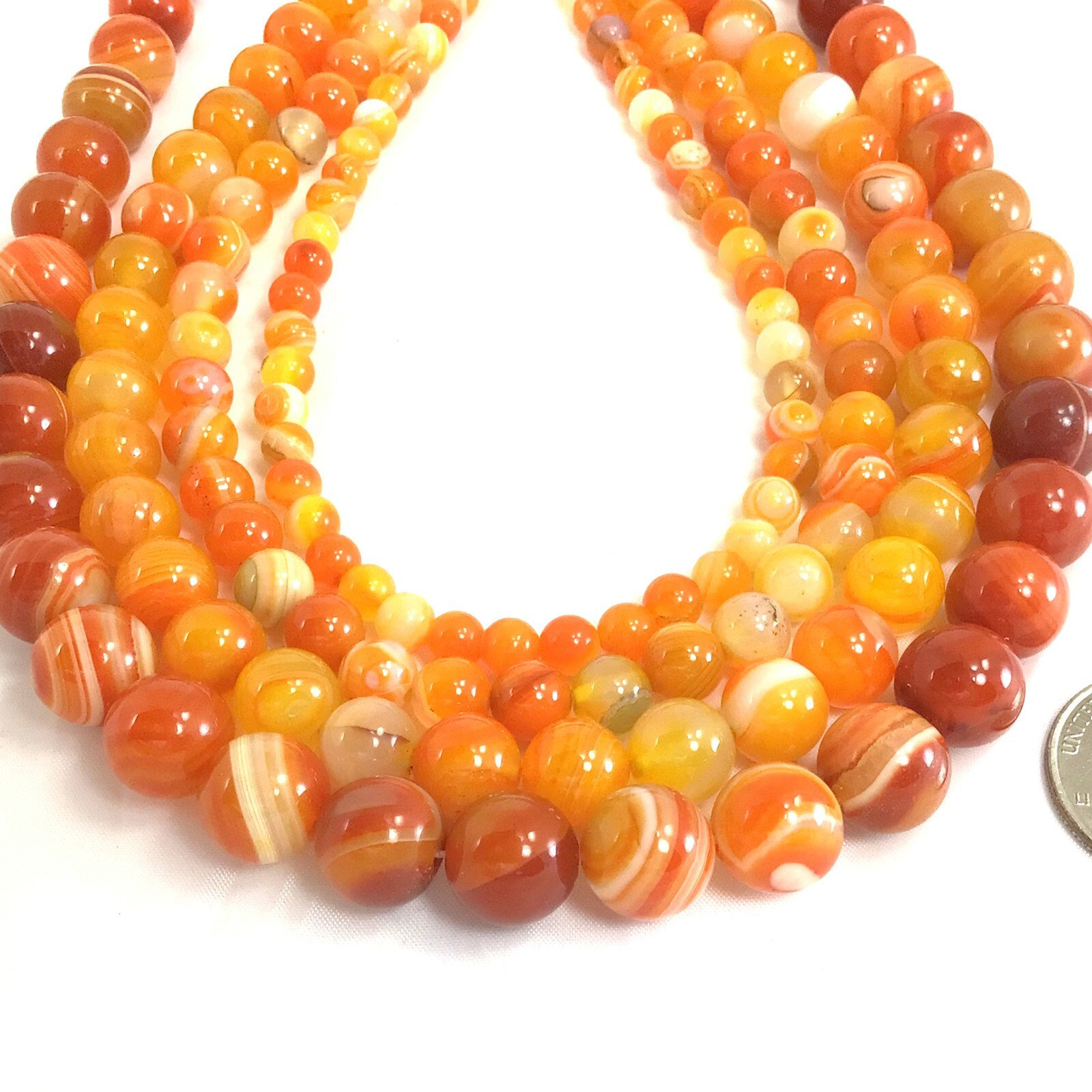 Gemstone Natural Orange Yellow Agate Round Loose Beads 15″ 4mm 6mm 8mm 10mm 12mm