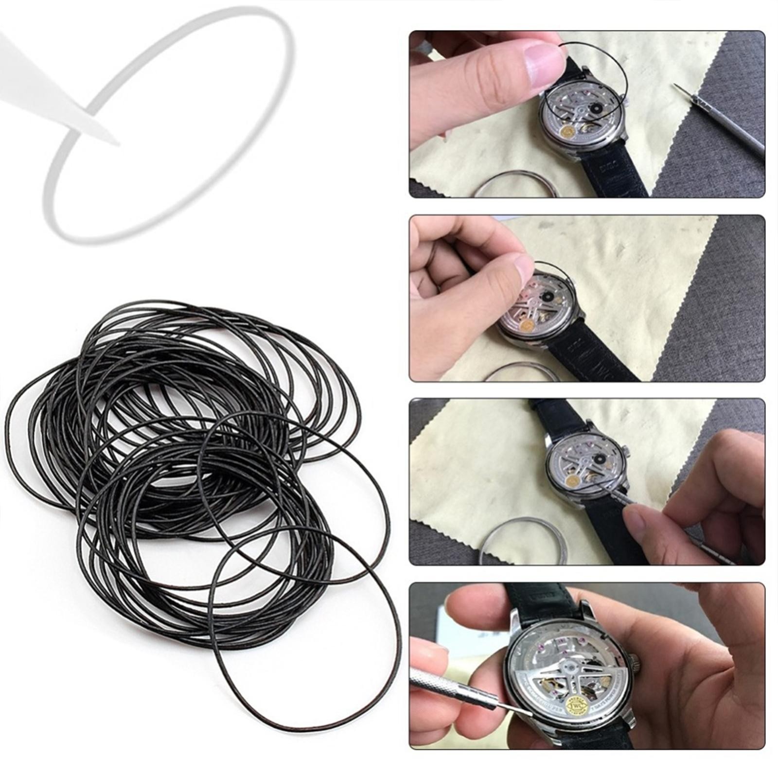 200x 0.5&0.6mm Assorted Waterproof Watch Case O-Ring Rubber Gasket Sealed Washer