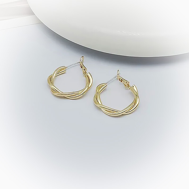 Womens Waves 14k Gold Hoop Drop Earrings Beauty Fashion Jewelry