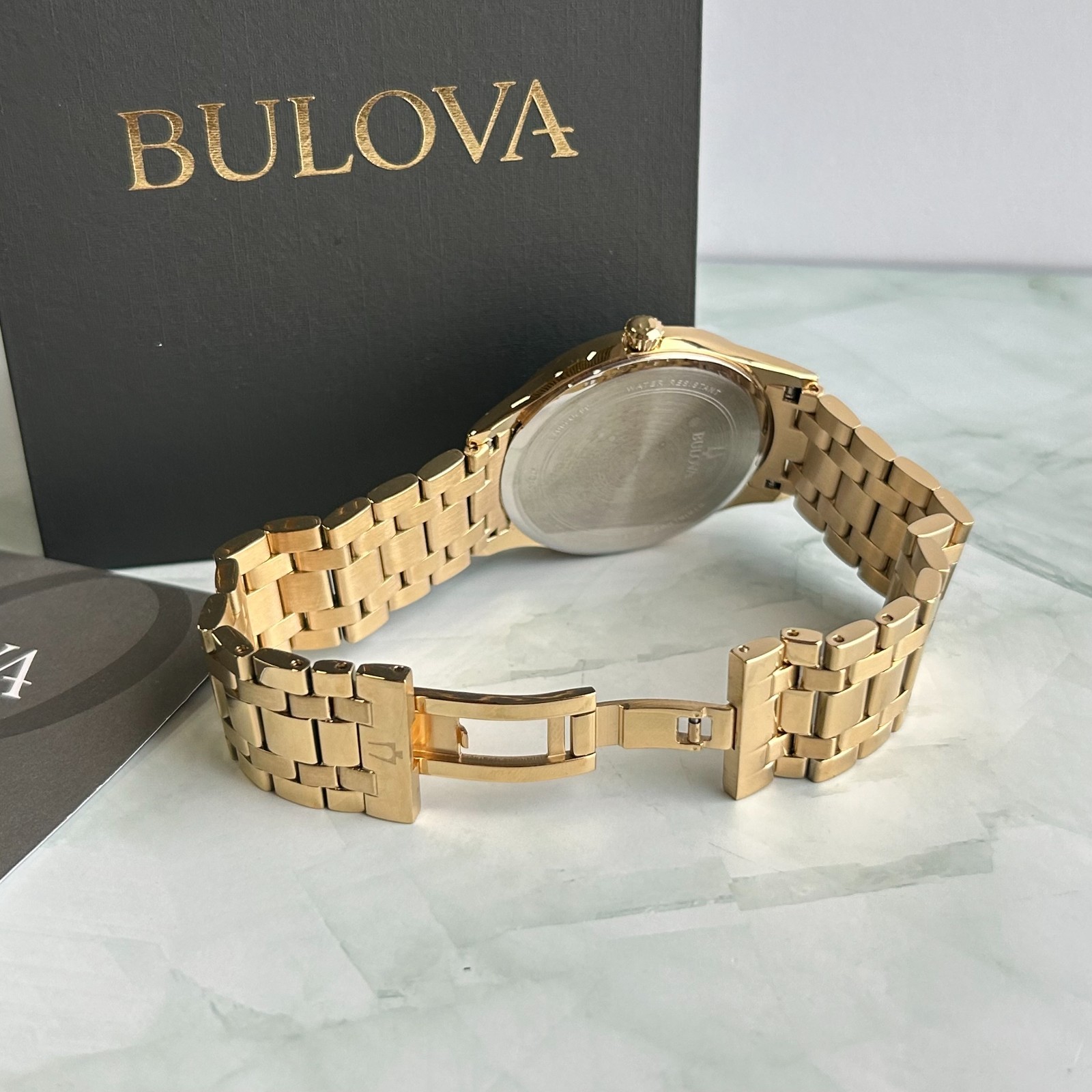 Bulova Classic 97D108 Diamond Black Dial Gold-Tone Bracelet Men’s Quartz Watch