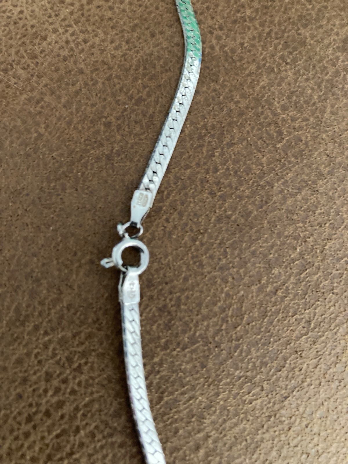 Sterling silver flat herringbone snake necklace