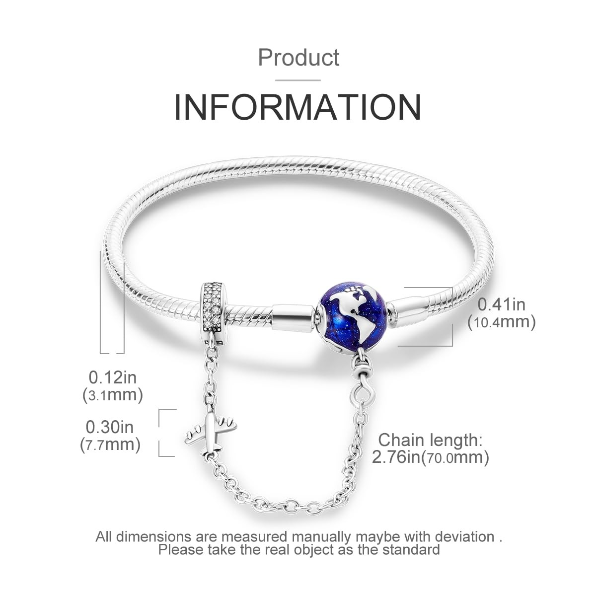 Sterling Silver Snake Chain Charm Bracelet 18cm 925 Star Moon KTB015 Women’s