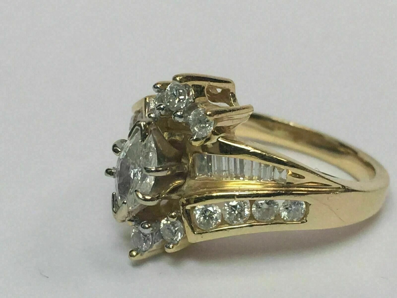 2Ct Marquise Cut Simulated Diamond Cluster Wedding Ring 14K Yellow Gold Plated