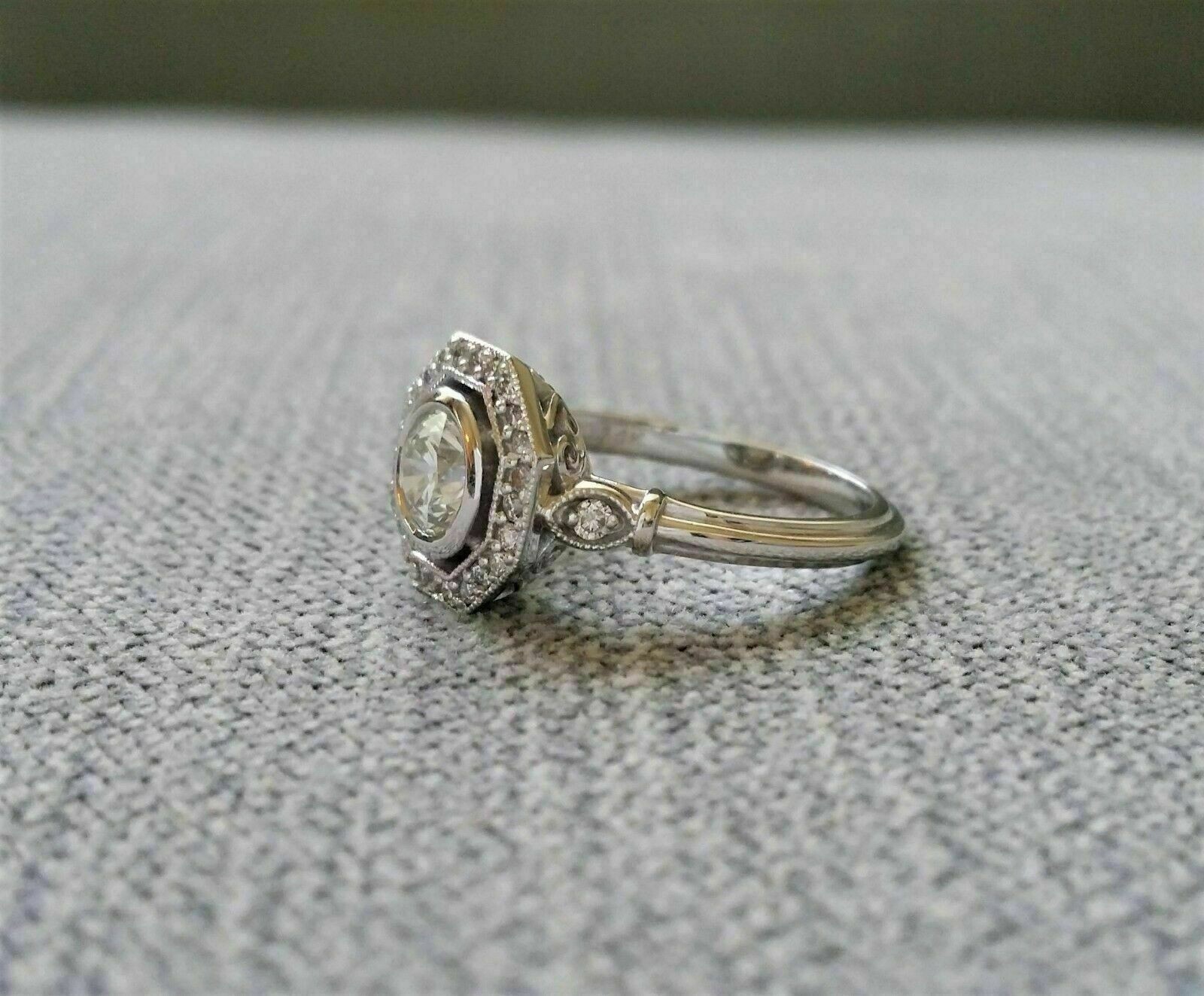 2Ct Lab Created Diamond Antique Engagement Ring 14K White Gold Over