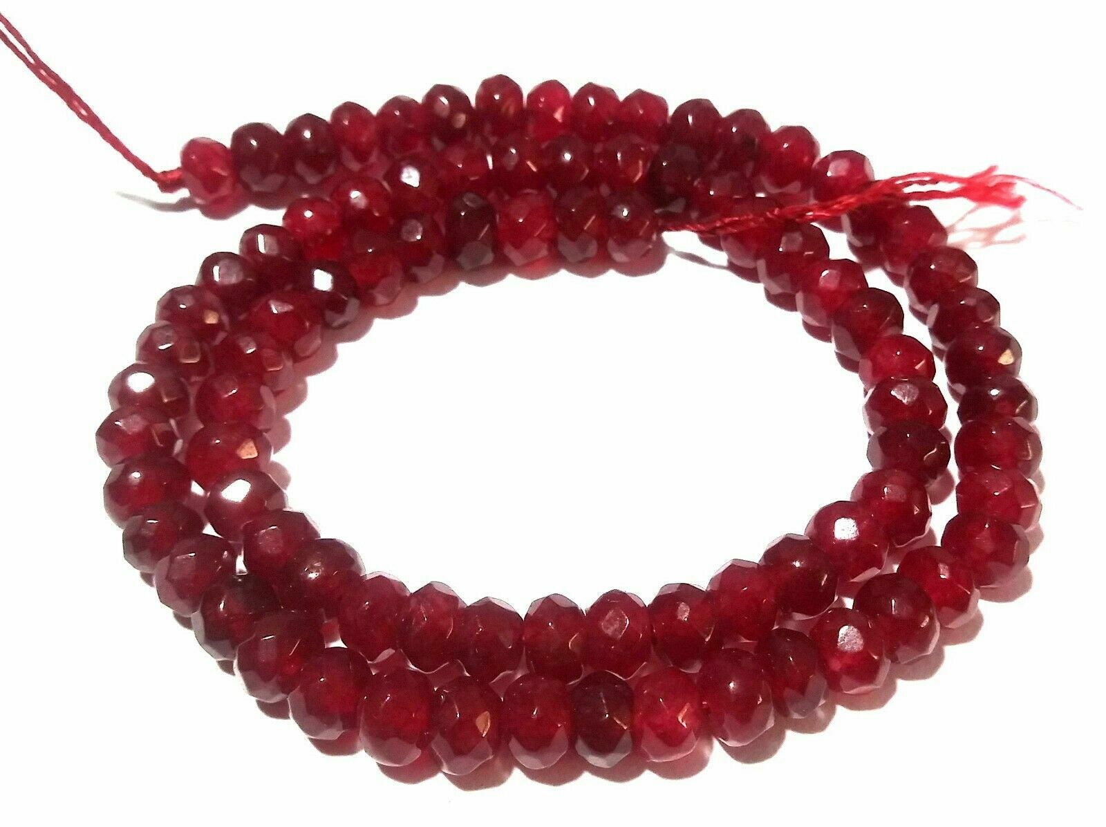 1-5 Strand Red Chalcedony Rondelle Faceted 6mm Gemstone Loose Beads 12″inch