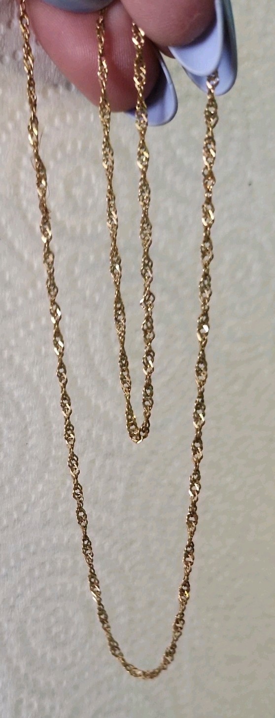 Vtg UNOAERRE 14k Gold Singapore Chain Necklace Italy 1AR 2g 16in Lgth Ships Free