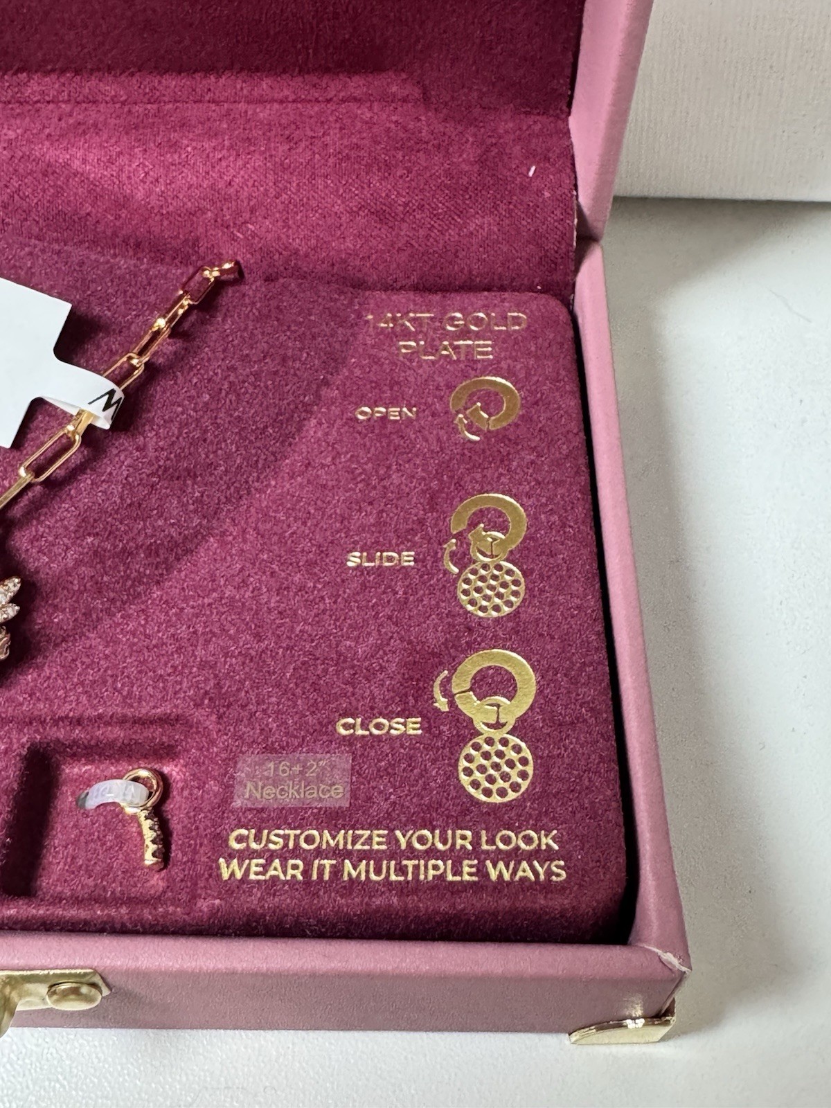 Charm Bar Gold Tone Necklace Set Interchangeable Charms Pearl Gift Box