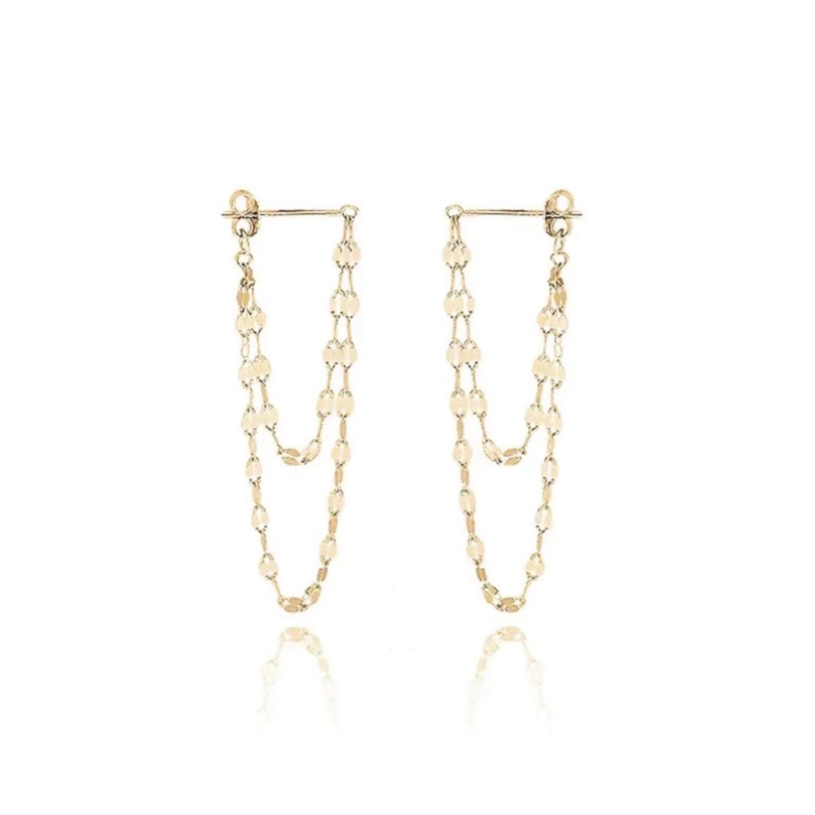 A Pair Sterling Silver Plated Tassel Dangle Drop Stud Earrings Chain Gift C63