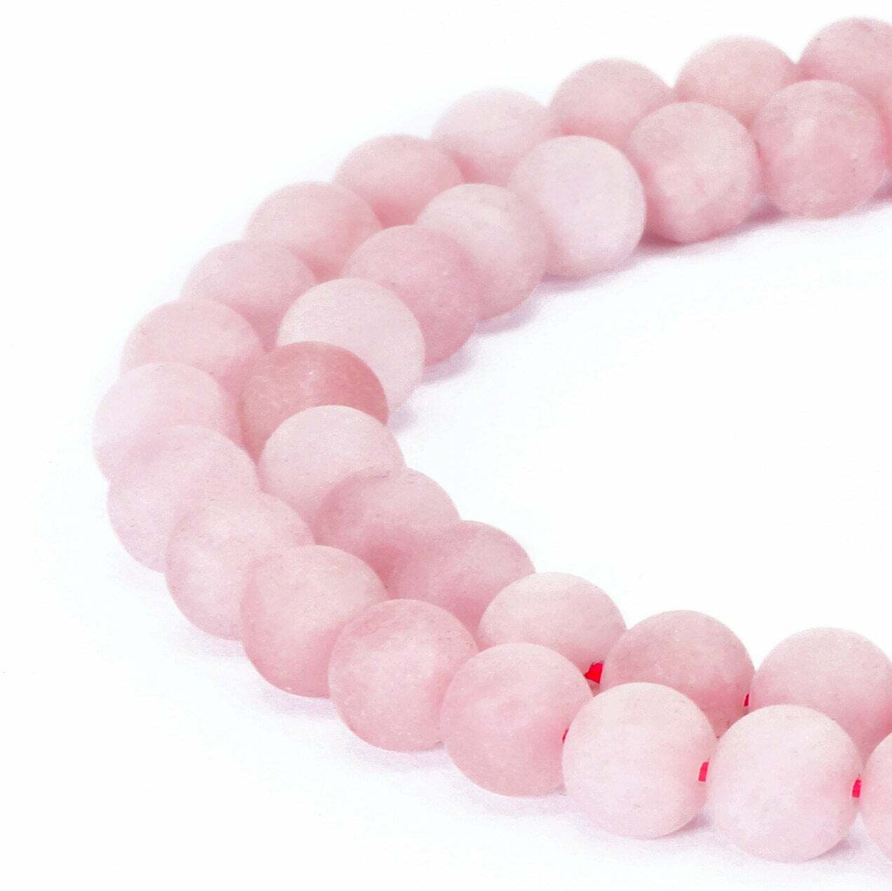 Rose Quartz Matte Round Beads 4mm 6mm 8mm 10mm 12mm 15.5″ Strand