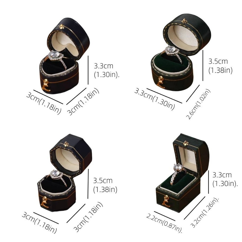 Luxury Vintage Leather Ring Boxes Engagement Wedding Ring Box Jewellery Case