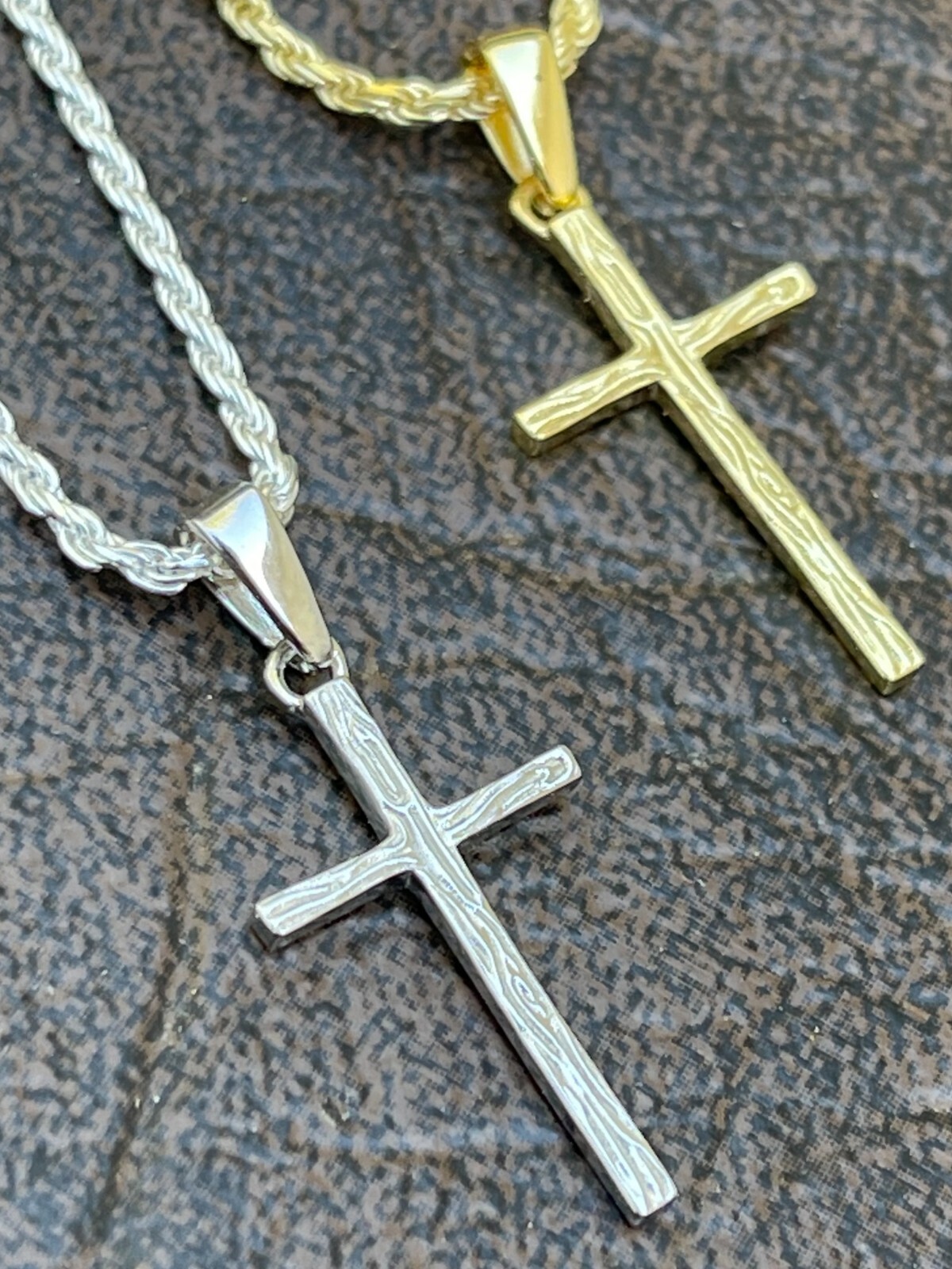Small 0.75″ Plain Cross Pendant Solid 925 Sterling Silver / 14k Gold Plated