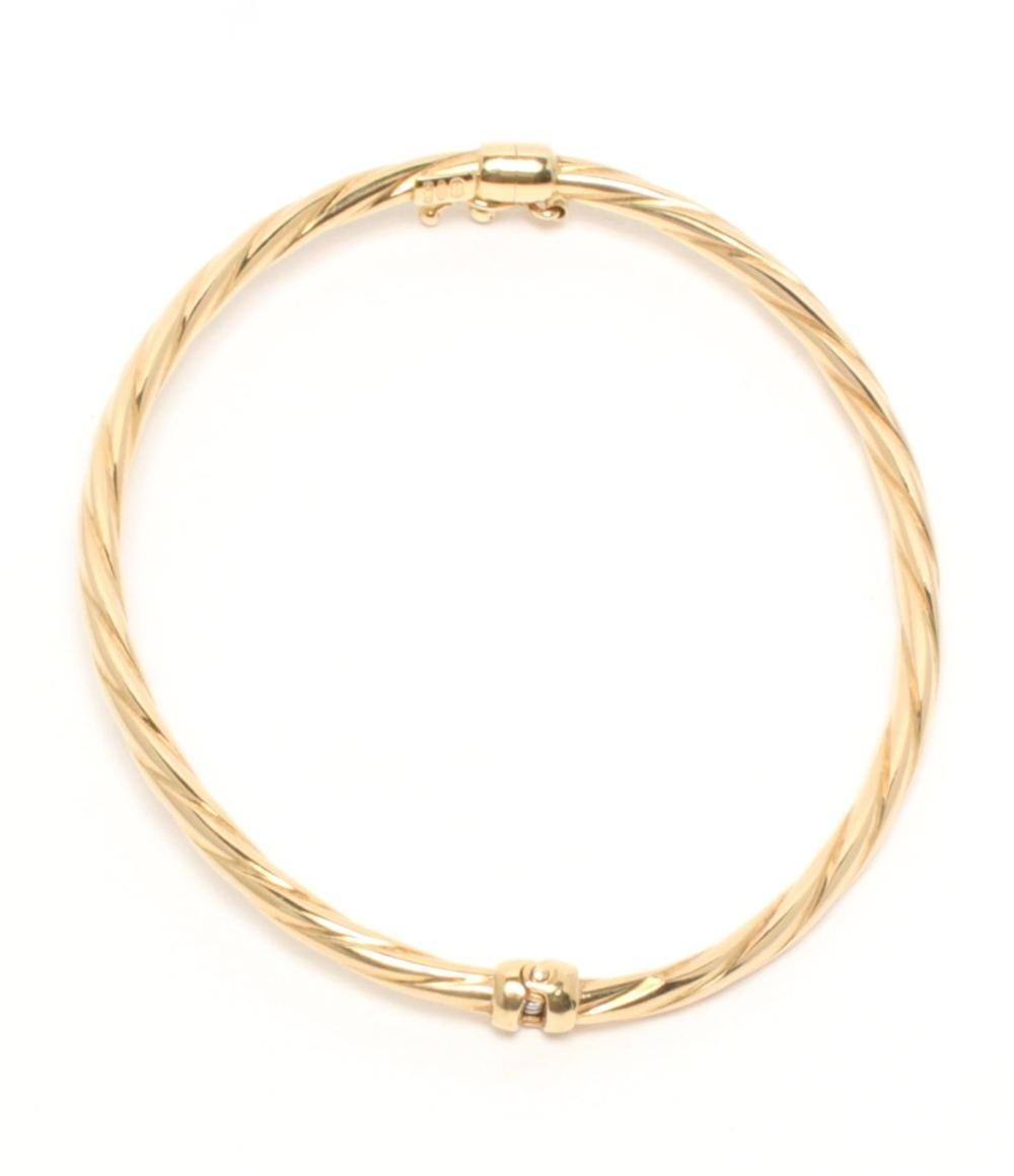 UNOAERRE Bangle Bracelet K18 Yellow Gold 16.5cm Authentic Italy Jewelry