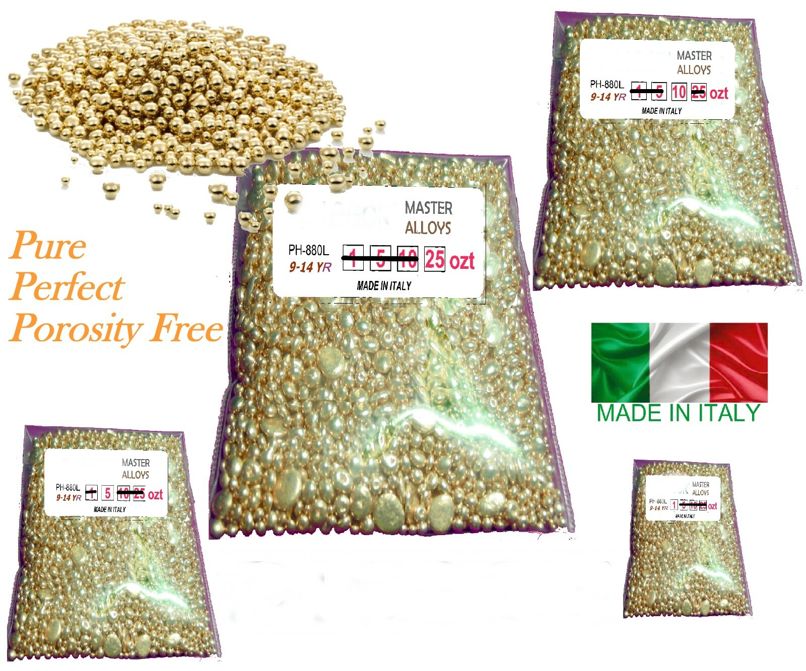 Italian Yellow Gold Rolling Alloy for 9~14k Gold Mix 1,5,10 ozt Mechanical