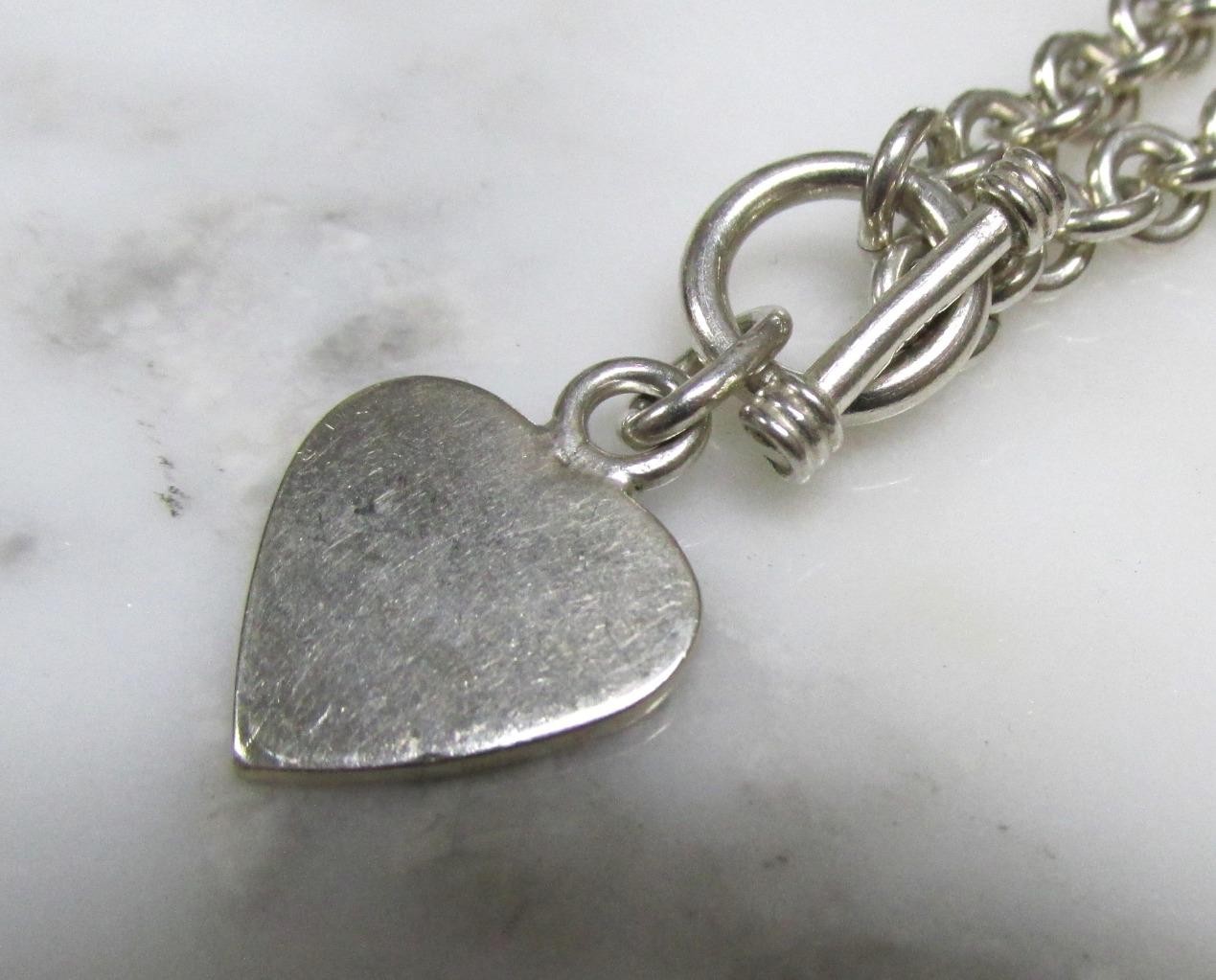 Sterling Silver Cable Chain w/ Heart Charm & Toggle Clasp ~ 16″ ~ 34g ~ 11-A575