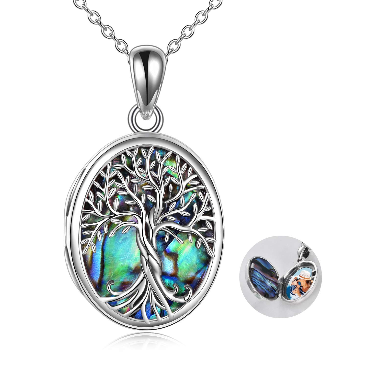 Tree of Life Locket Necklace Sterling Silver Locket Necklace That Holds Pictu…