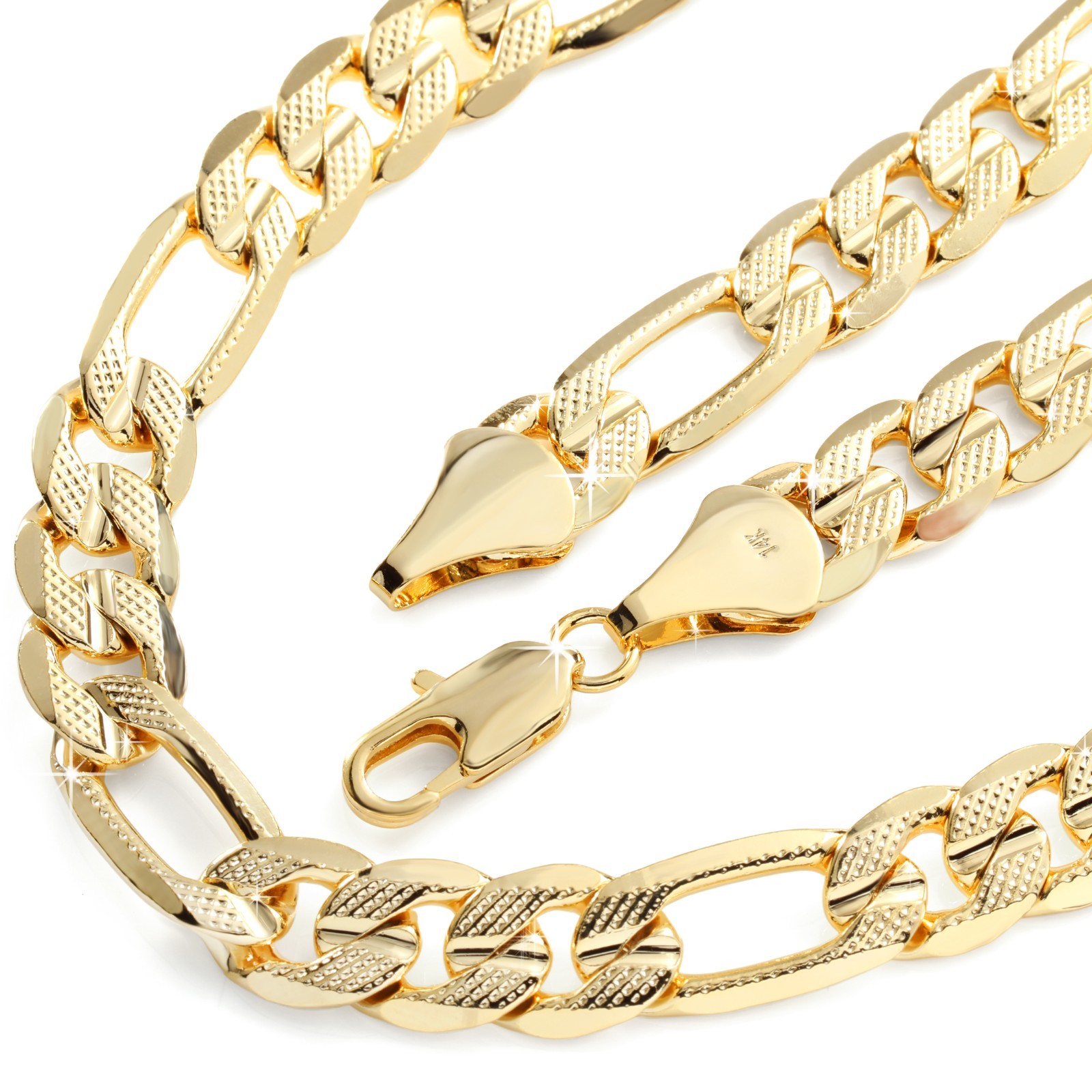 Frost Italy Figaro Chain 14K Gold Plated 10mm 24″ HipHop Fashion For Men & Women