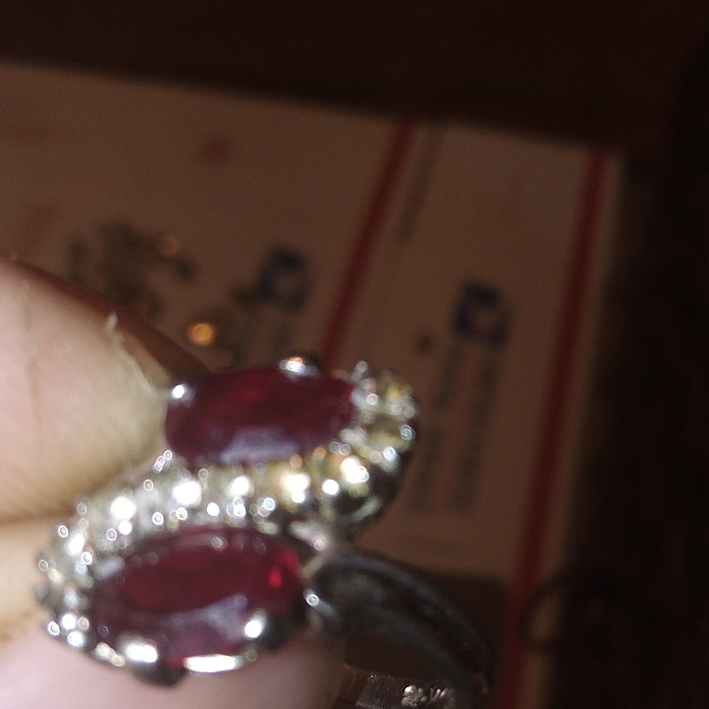 Silver Tone Bypass Cocktail Ring 2 Oval Red Stones Prong Set Size 3