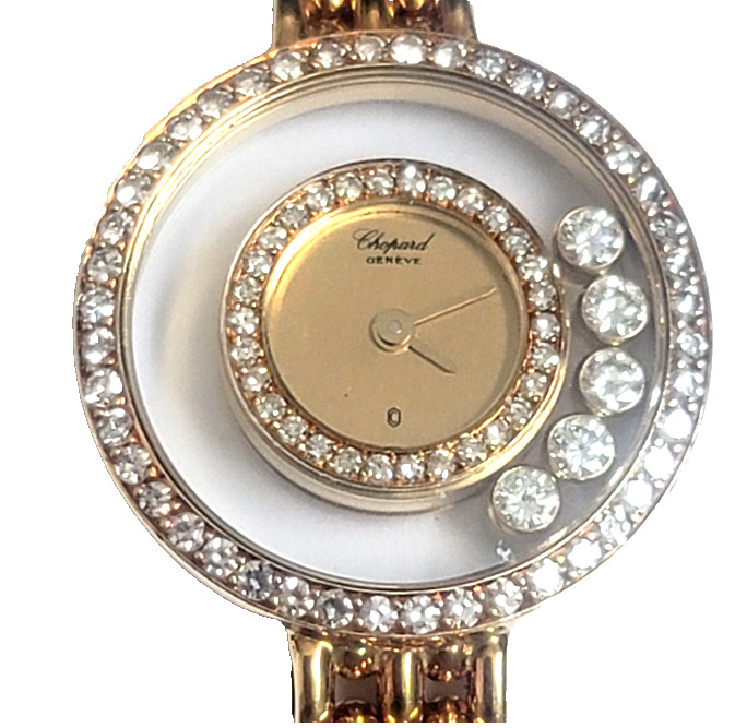 Chopard Happy Diamonds 18K Yellow Gold Ladies Watch + Set Stick + Boxes + 1 Link