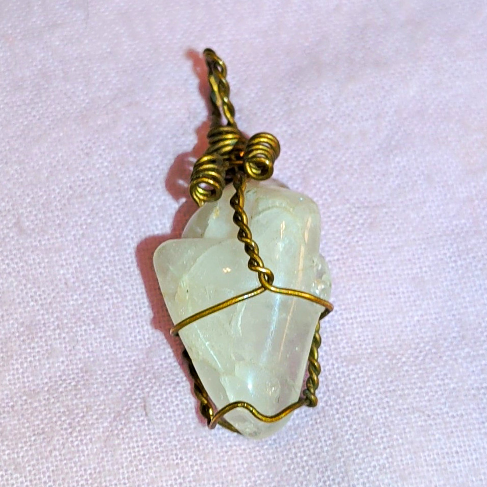 Wire Wrapped Aquarium Brass Wire Pendant. 12 Grams, Tested W/Presidium 2 gemtest