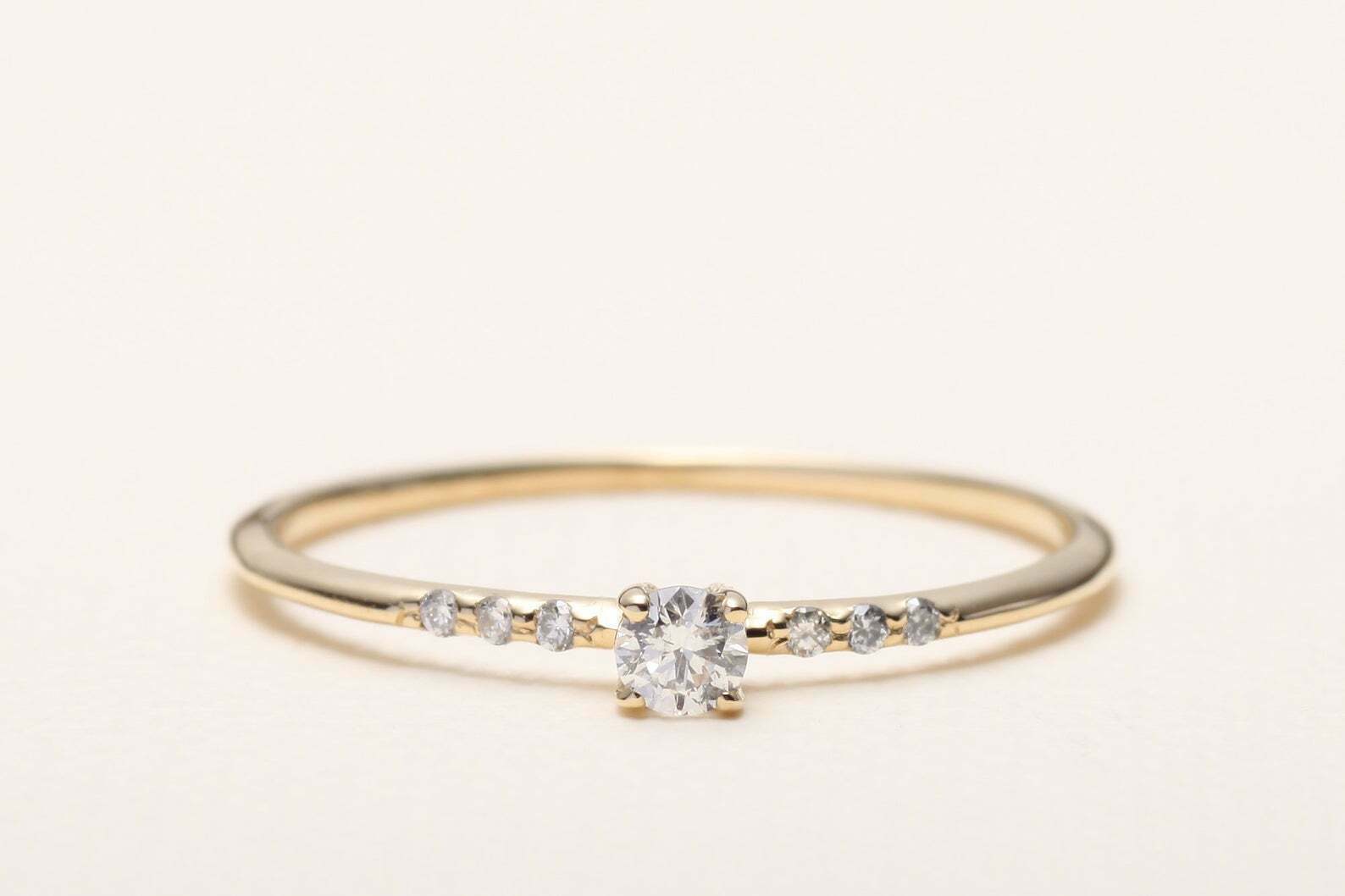 Petite Solitaire with Accents Ring 2ct Round Lab-Created Moissanite Gold Plated