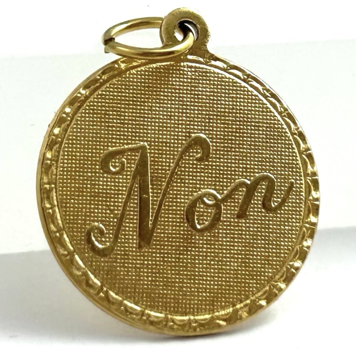Vintage French Non Charm No Necklace Pendant Brass Metal Jewelry