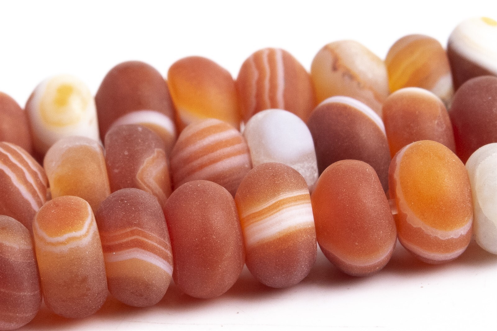 Matte Deep Orange Red Striped Agate Grade AAA Rondelle Loose Beads 6x3MM 8x4MM
