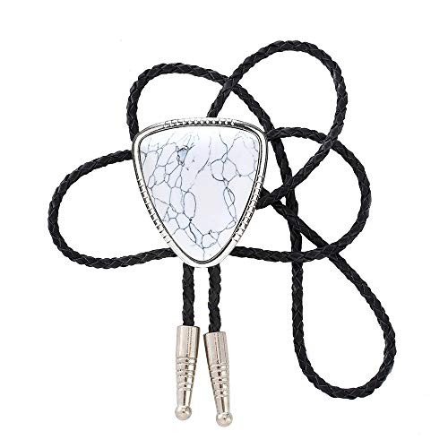 Triangle Nature Agate Shape Bolo Tie Western Cowboy Celtic Black 1-white Crack