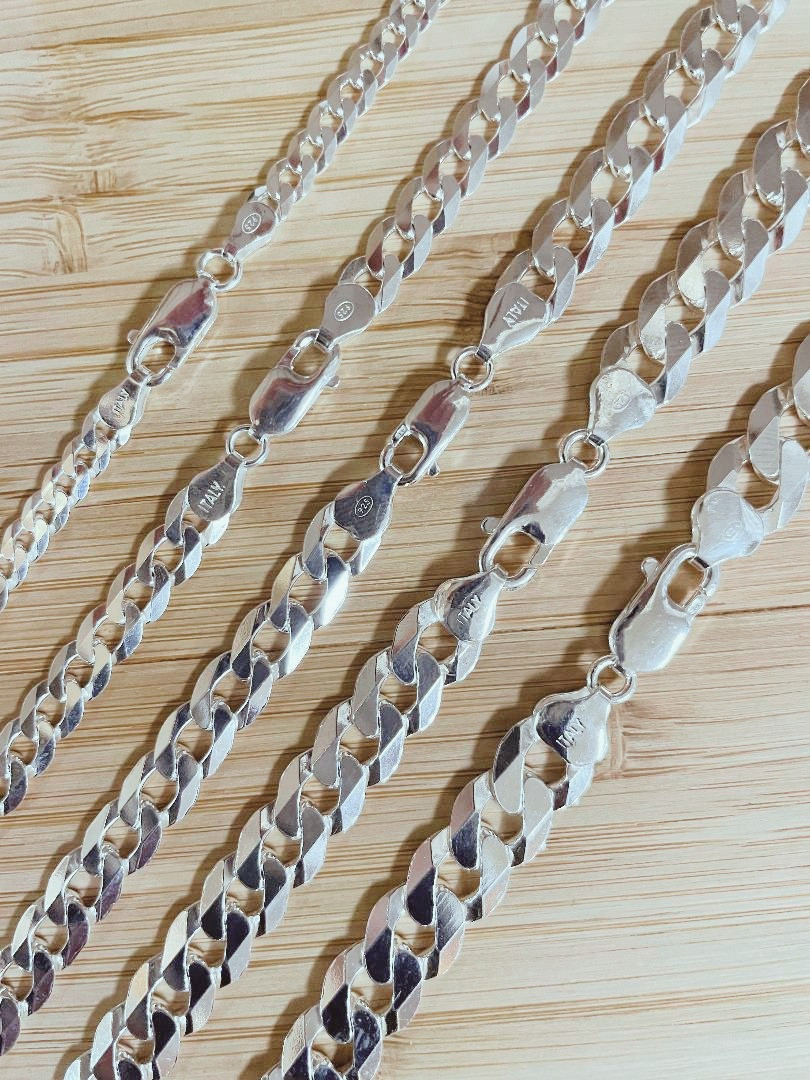 ULTRA CURB CUBAN LINK 925 STERLING SILVER CHAIN or BRACELET “ITALY” 7 to 30 Inch