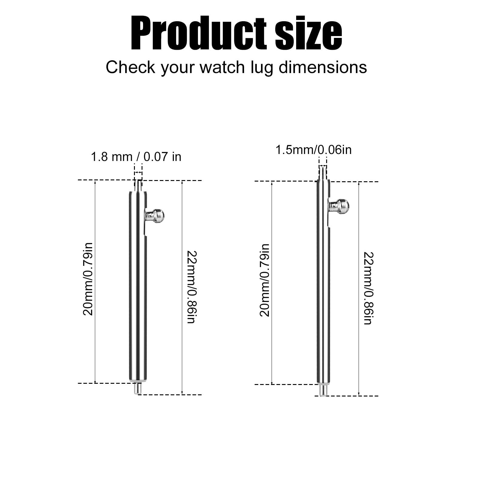 8pcs 20mm/0.79in Quick Release Spring Bars, 1.5mm & 1.8mm Stainless Steel Wat…