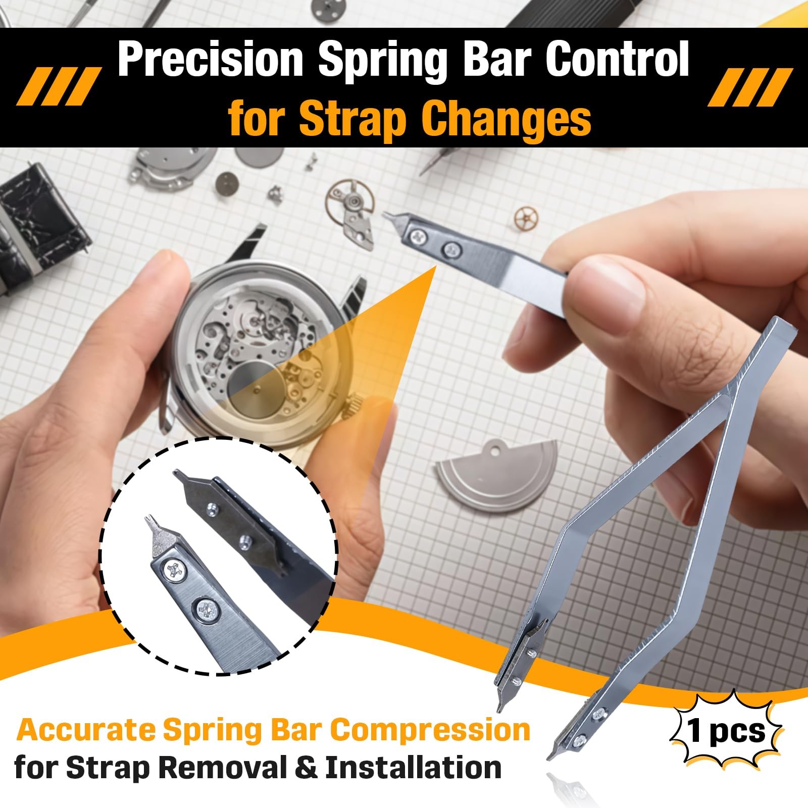 7825 Professional Spring Bar Tweezers, Precision Spring Bar Plier Tool