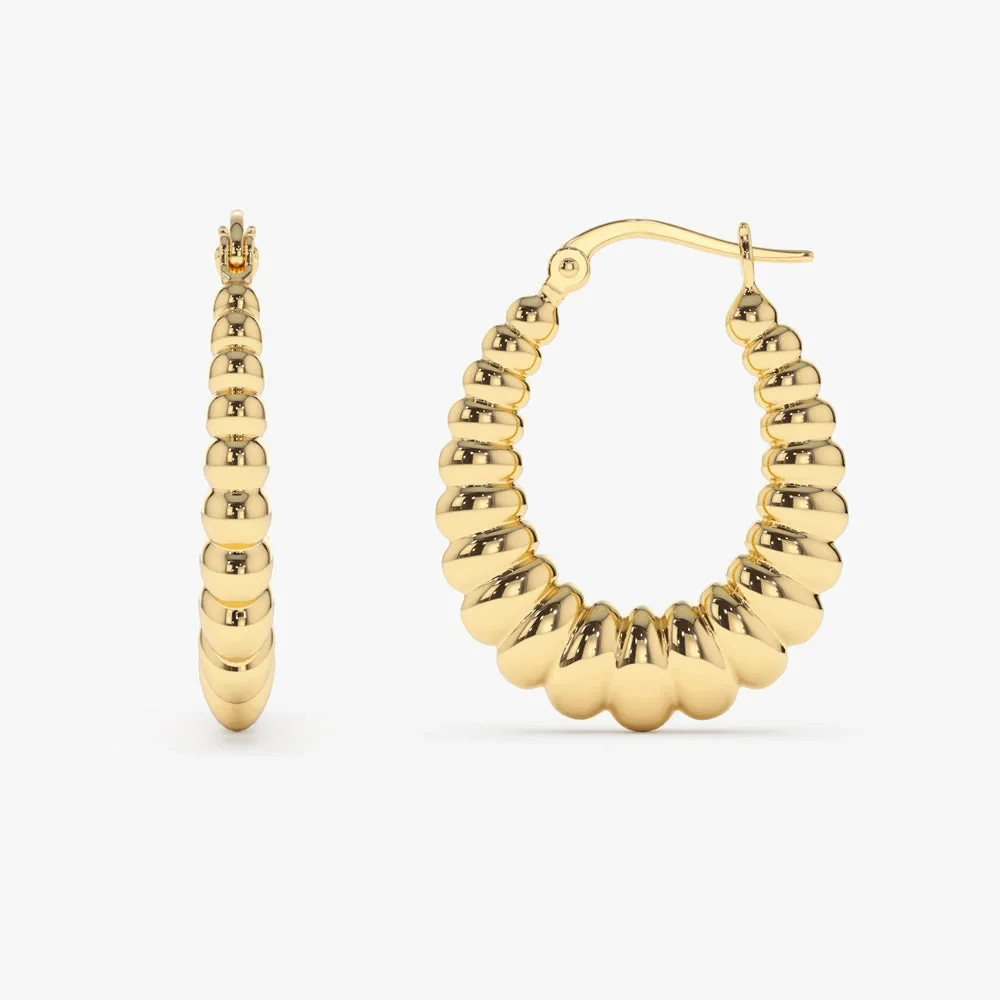 925 Vintage-Inspired Shrimp Hoop Earrings, with click wire 925