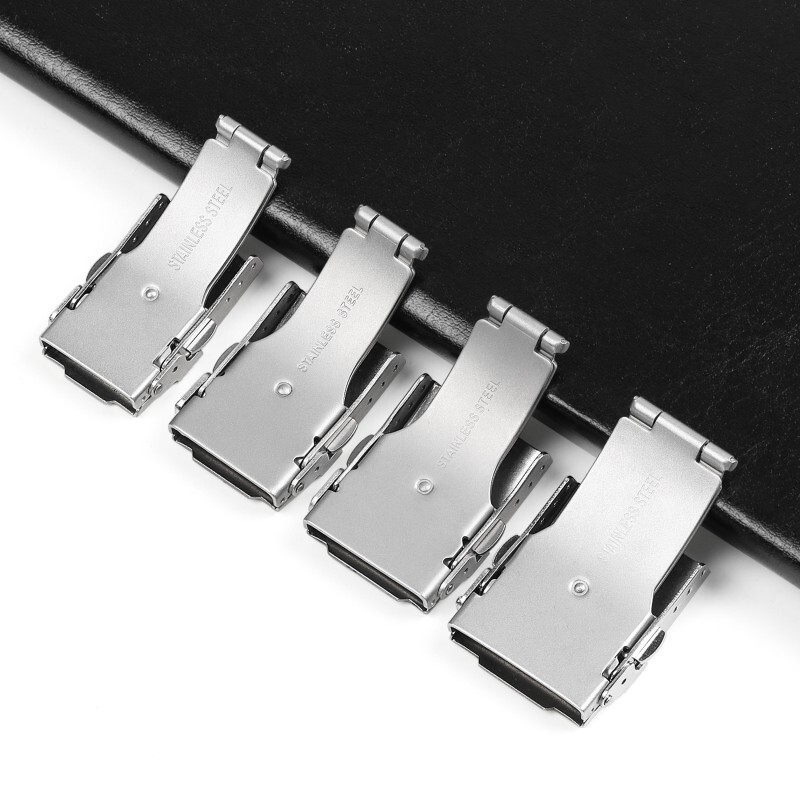 Premium Stainless Steel Double Push Buckle Metal Folding Clasp 16/18/20/22/24mm