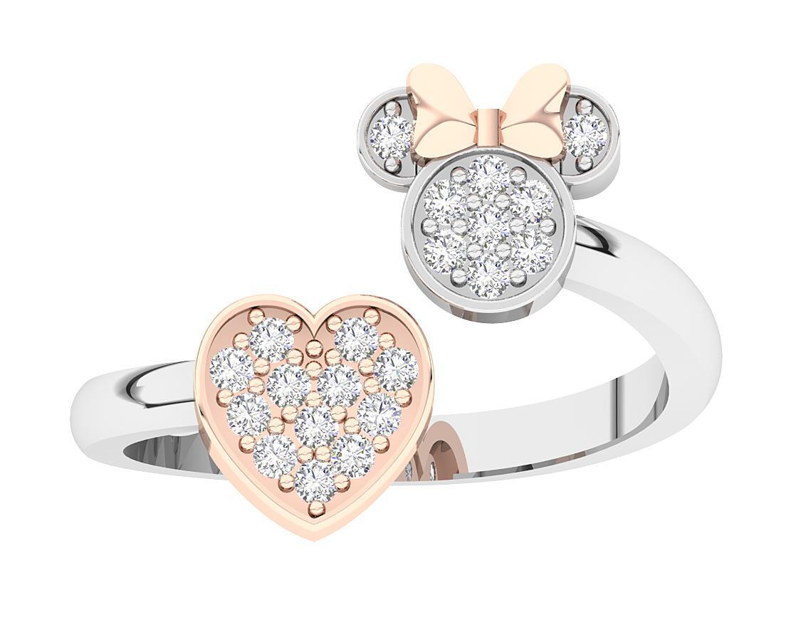 I1 G 0.25 Carat Round Diamond Engagement Ring 14K White Gold Prong Set 14.30 mm