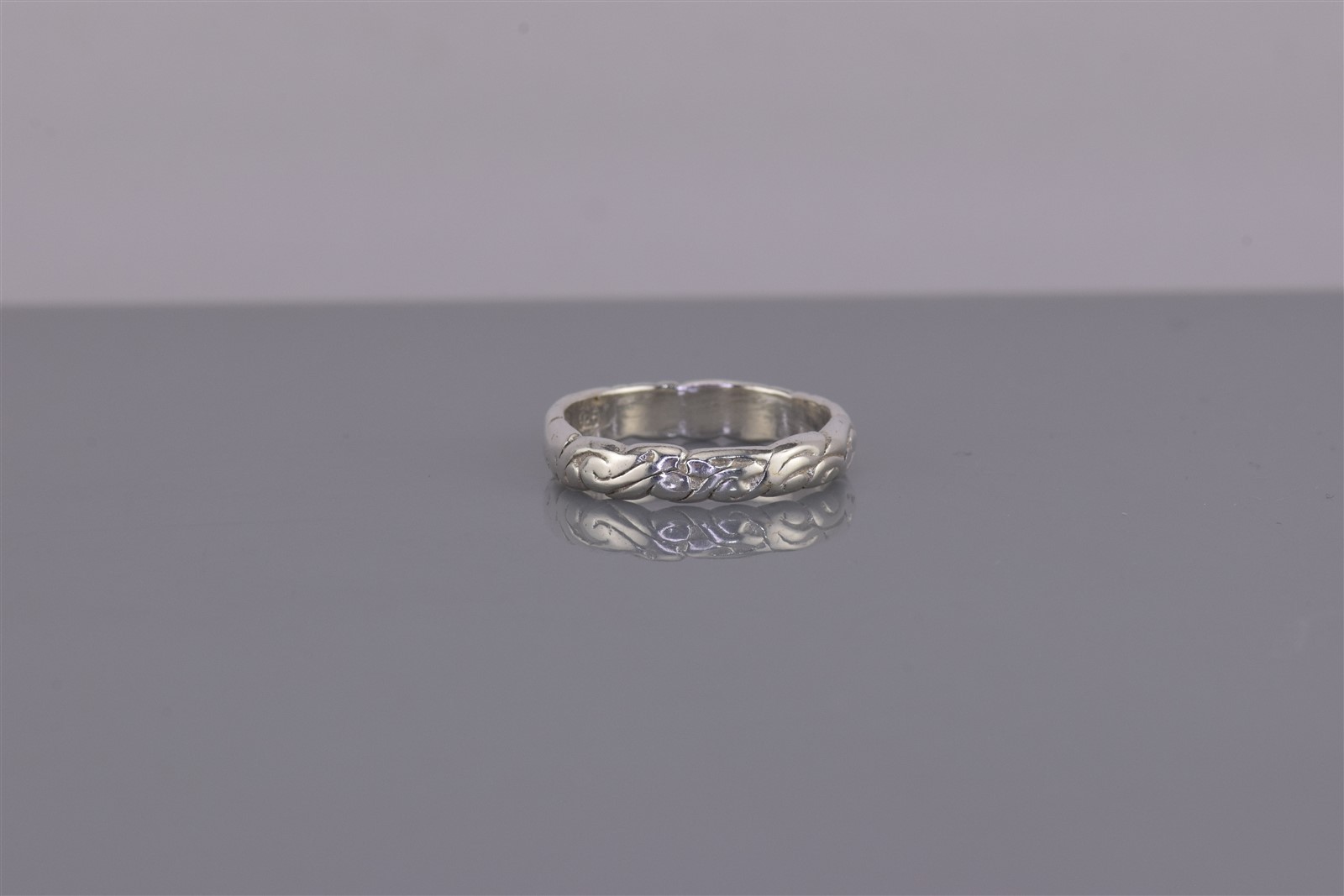 Sterling Silver 3.5mm Carved Scrolled Eternity Solid Band Ring 925 Sz: 5