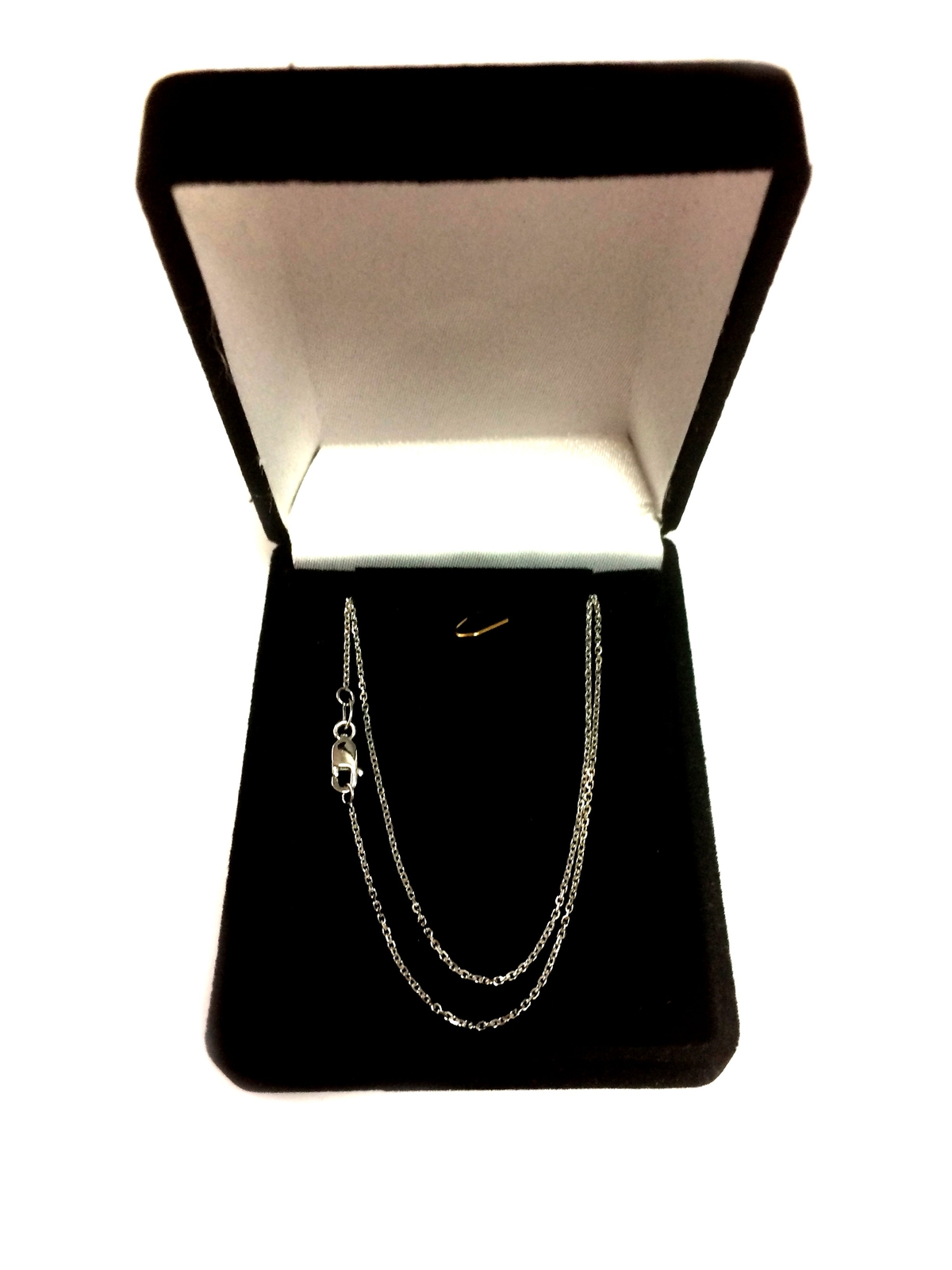 18k White Real Gold Cable Link Chain Necklace, 0.7mm, 18″