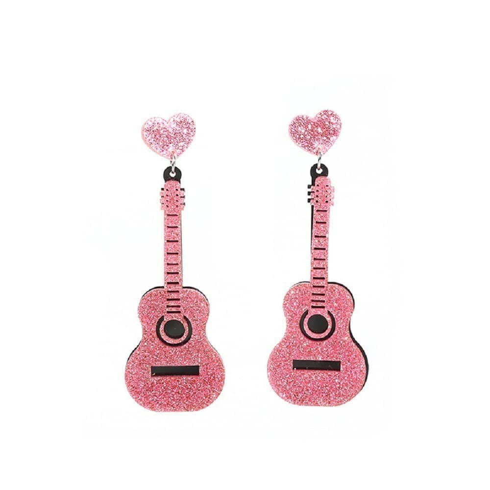 Classical Acrylic Guitar Drop Dangle Earrings for Women Teacher Party