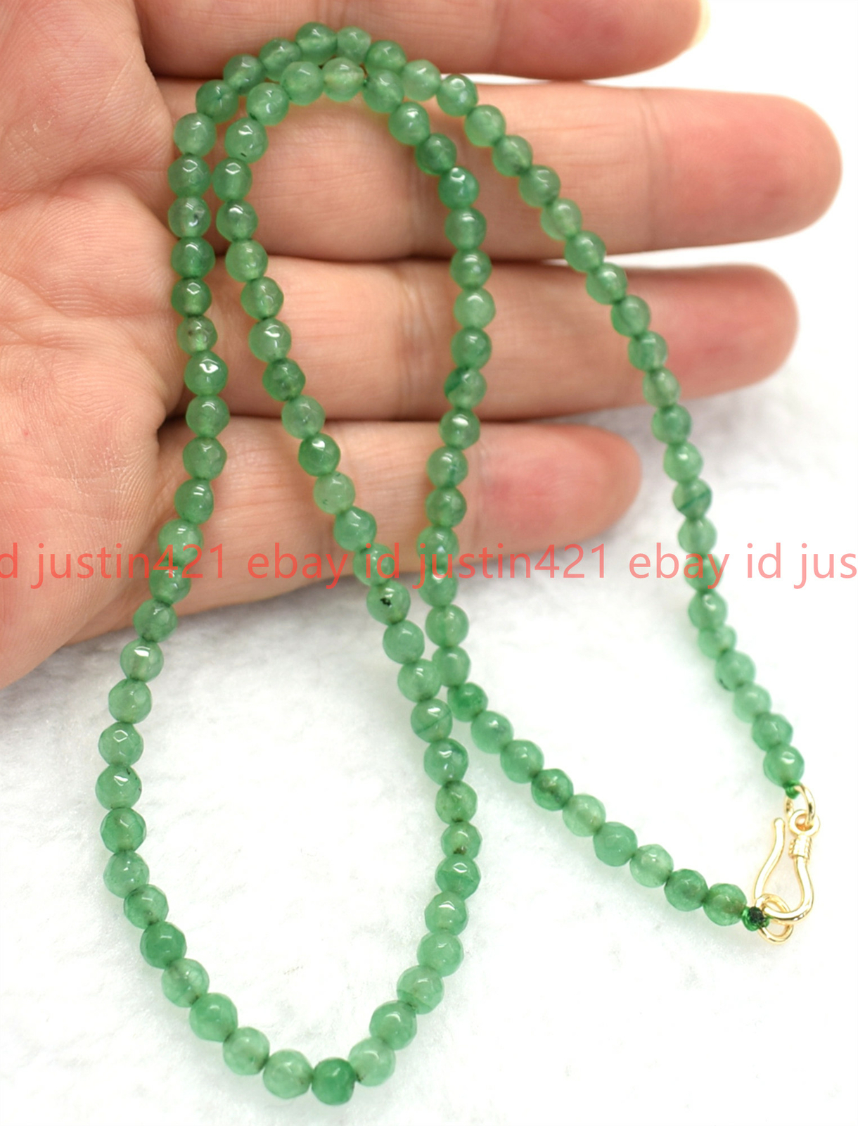 Genuine Natural 4mm Light Green Jade Round Beads Gemstone Necklace 16-28 in