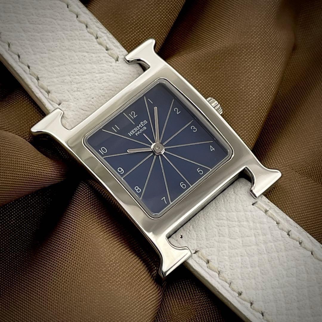 Hermes H Watch HH1.210 Double Tour Quartz White Ladies Japan 075605