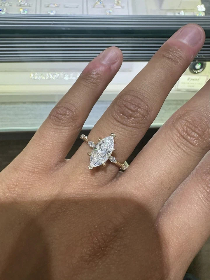 1.80CT Marquise Cut Lab Grown Diamond Solitaire Ring In 14k Yellow Gold