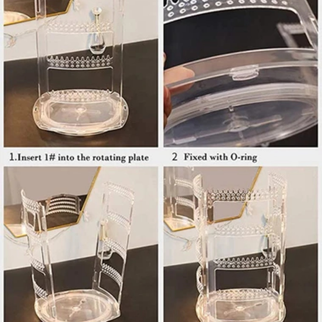 Sooyee 360 Rotating Earring Holder and Jewelry Organizer, 4 Tiers Jewelry Rack D