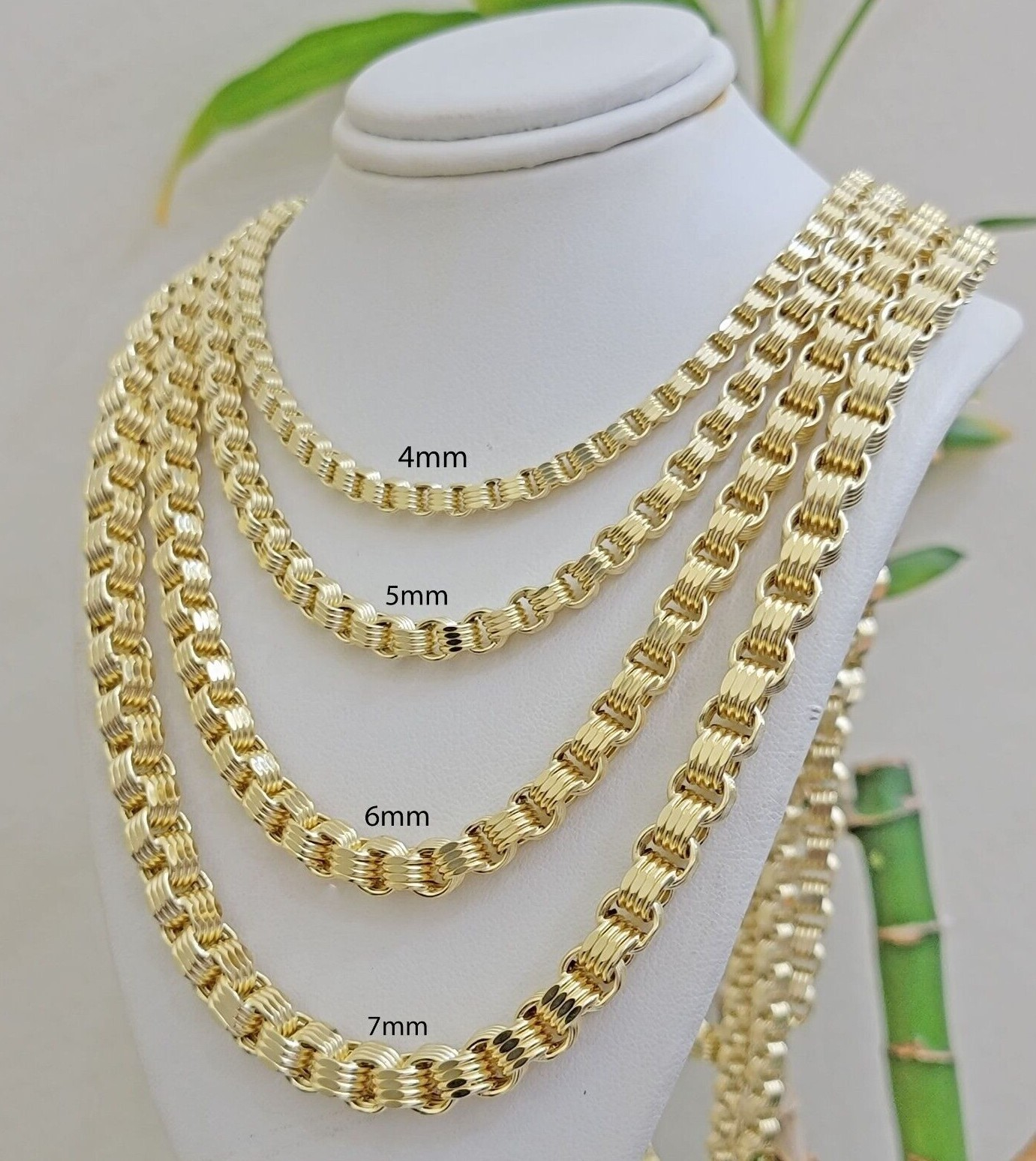 Real 10k Yellow Gold Byzantine Chain Necklace 20 inch – 30″ Men 4mm 5mm 6mm 7mm