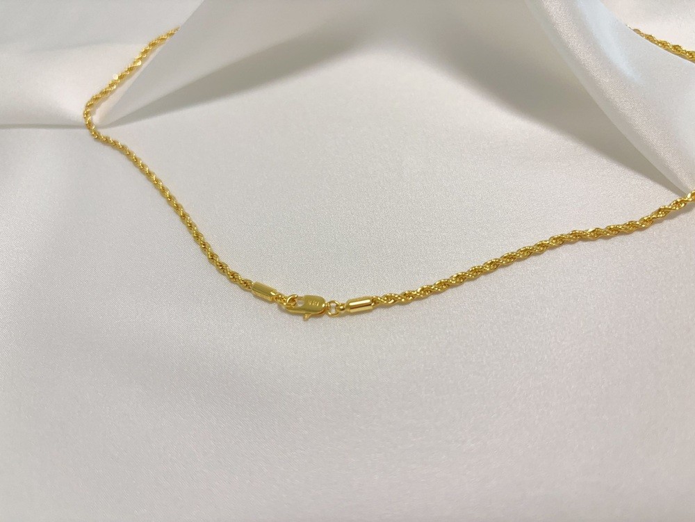 18K Yellow Gold Solid 2.5mm-4mm Rope Diamond Cut Chain Italian Necklace 18″- 24″