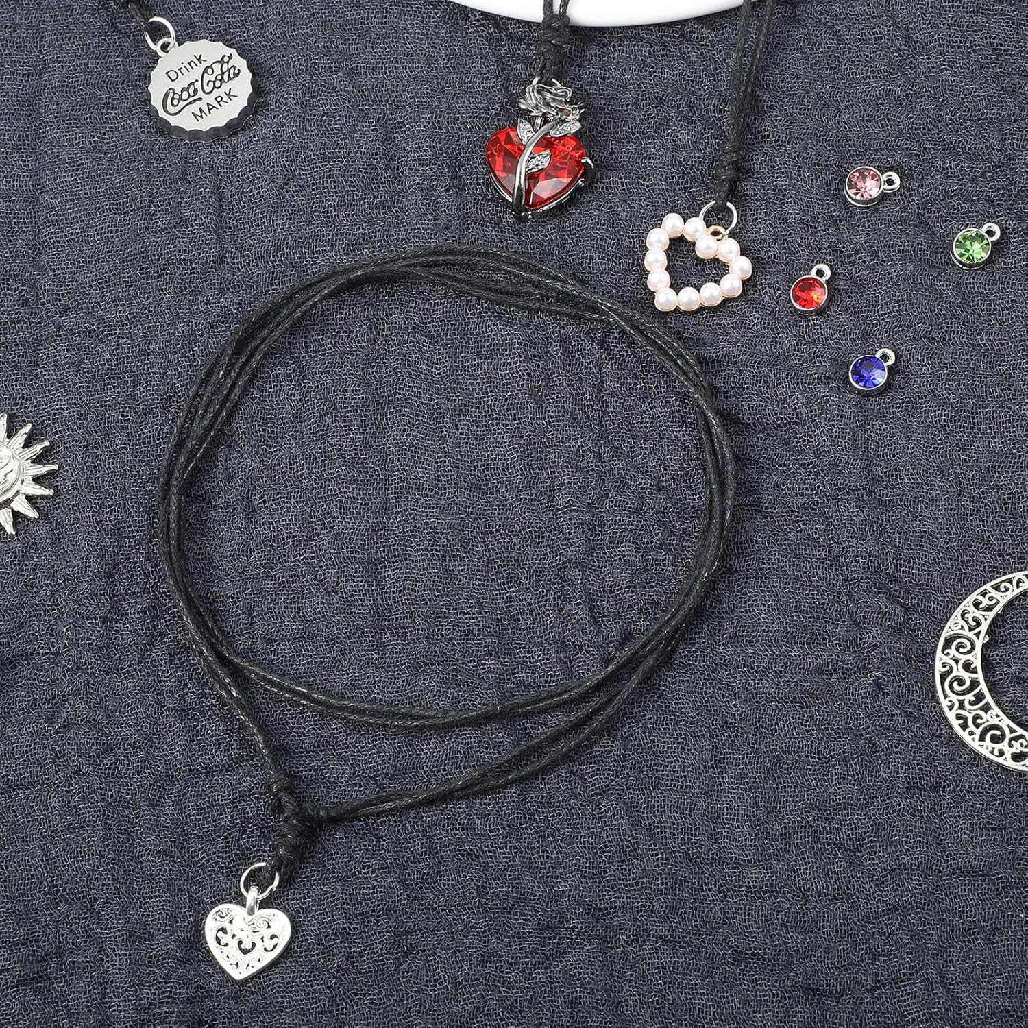 10PCS Necklace String Necklace Cord Black Adjustable Leather Rope Necklaces for